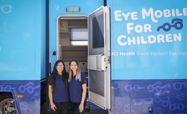 UCI clinicians in front of Eye Mobile for Children